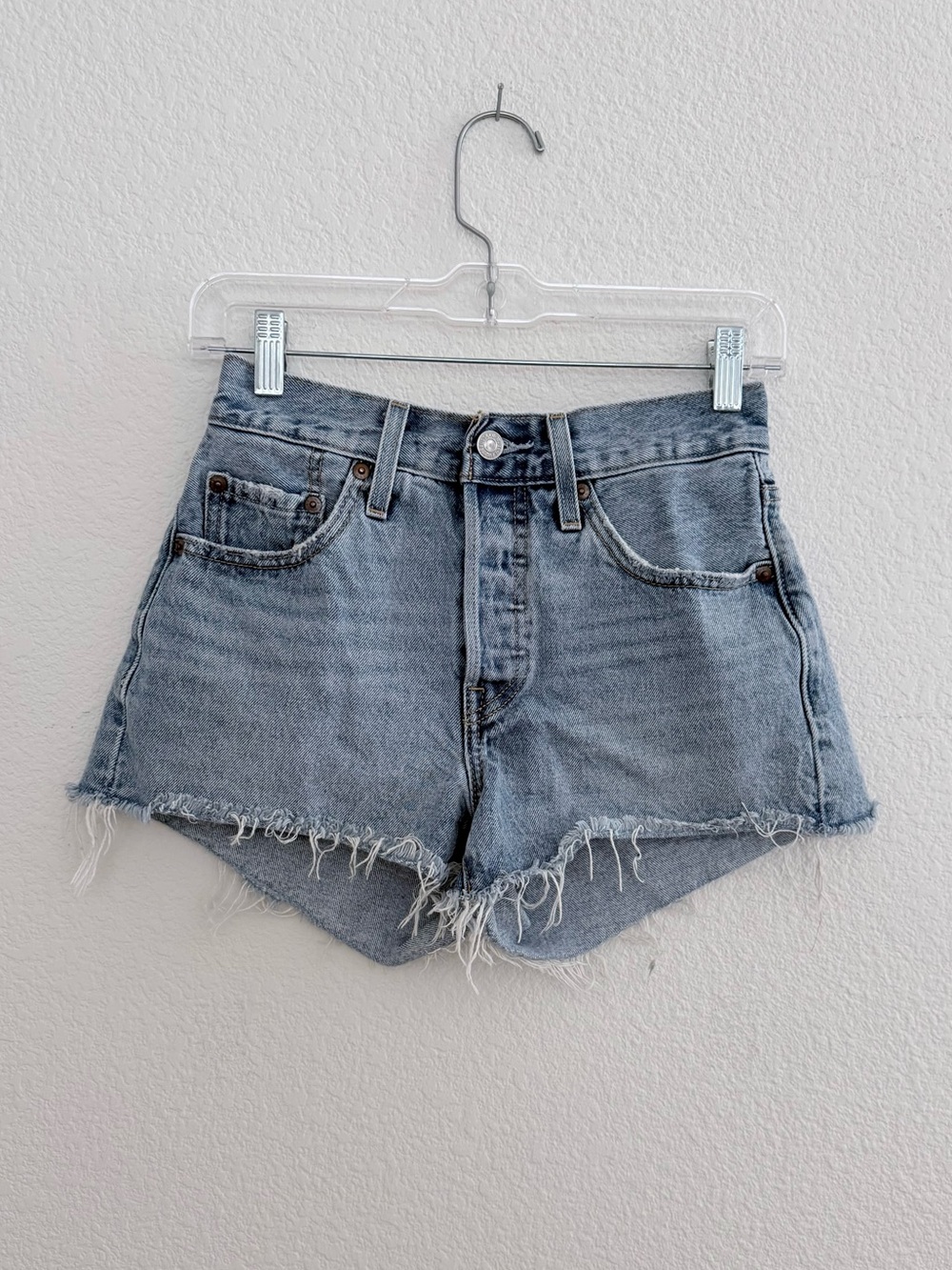 Levi's Light Blue Distressed Denim Cutoff Shorts
